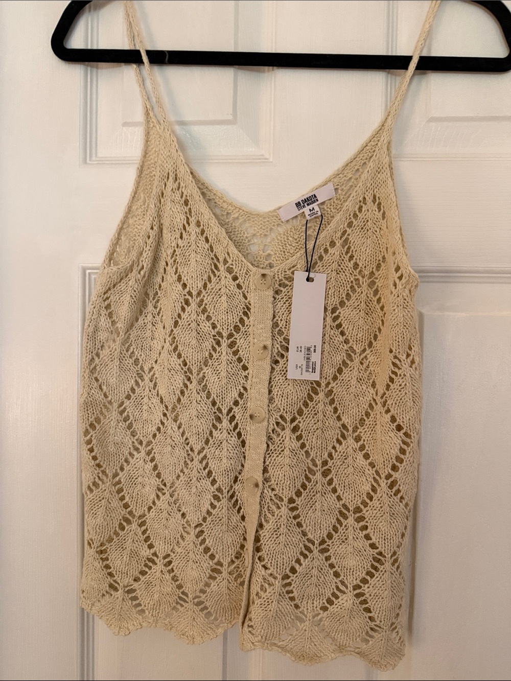 BB Dakota SeaShell Knit Button-Front Camisole Tank Top - Cream